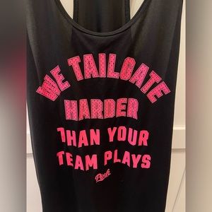 Victorias Secret Pink “We Tailgate Harder thank you Team Plays” racerback tank.